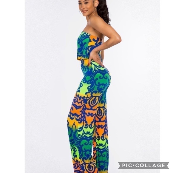 Beautiful!! Abstract Print Strapless Jumpsuit - Picture 2 of 6